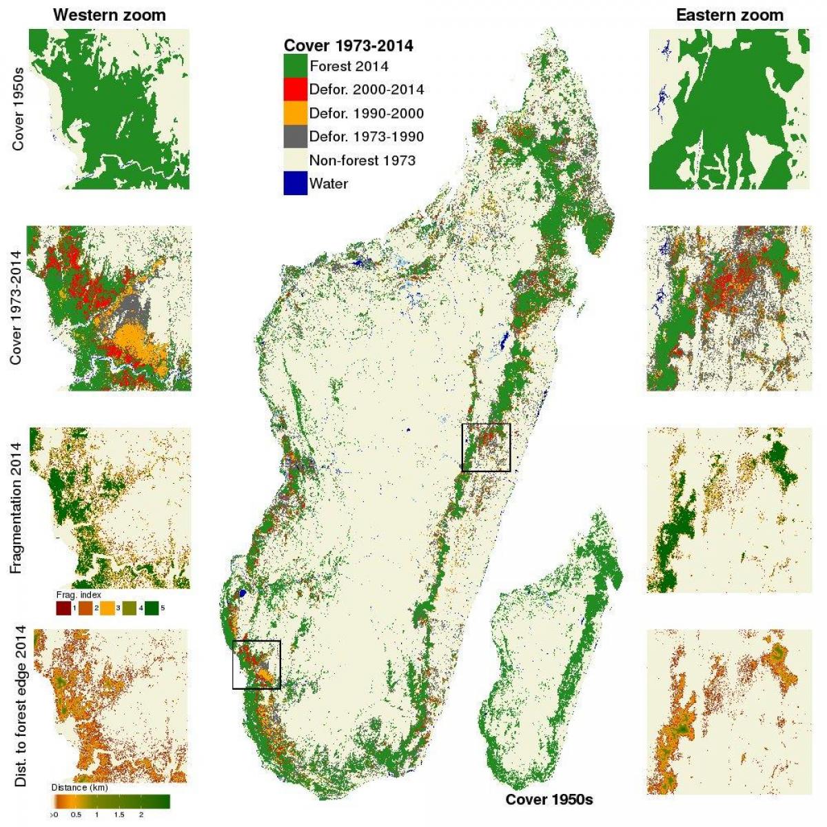 mapa de Madagascar desmatamento