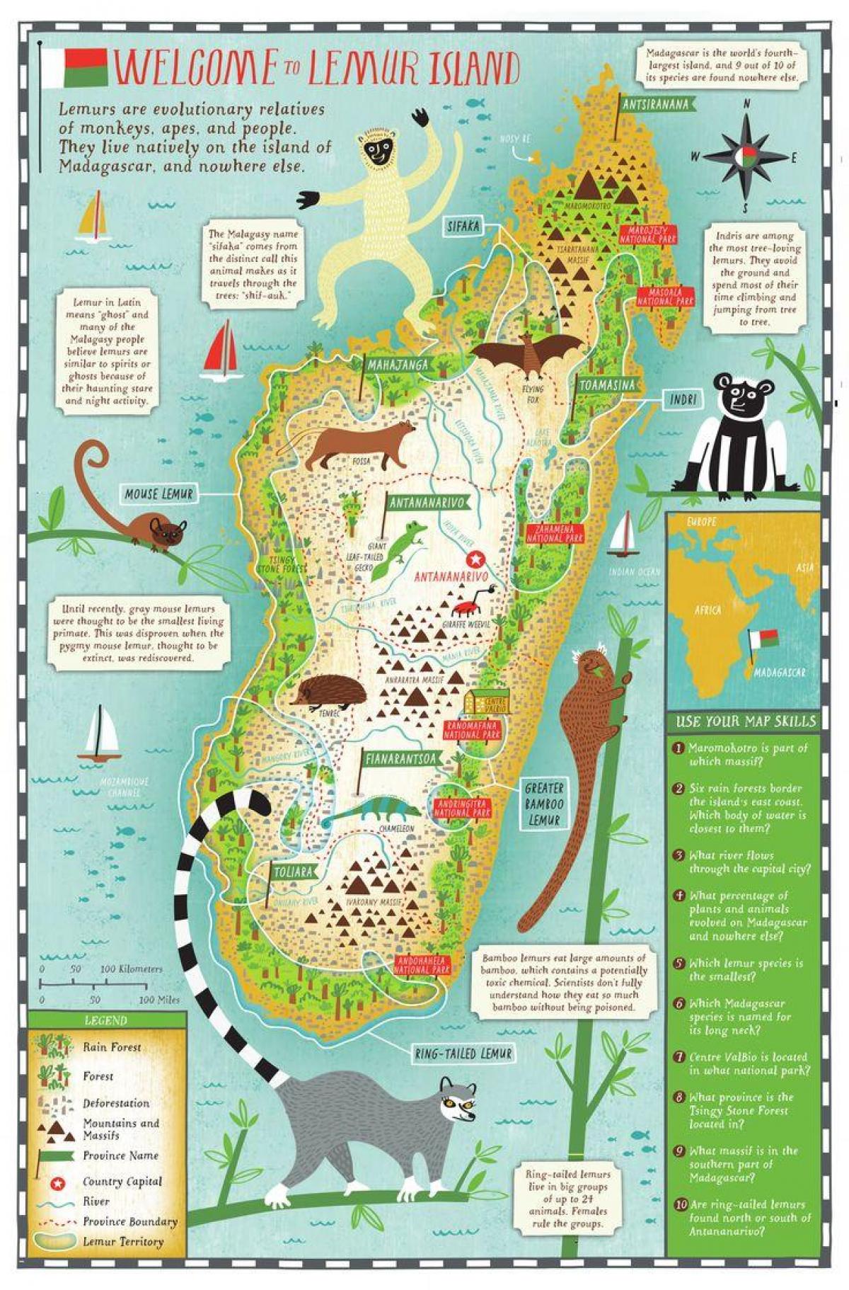 mapa de Madagascar mapa para crianças