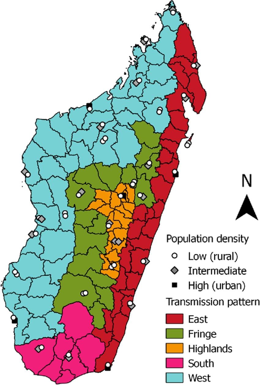 a malária Madagascar mapa