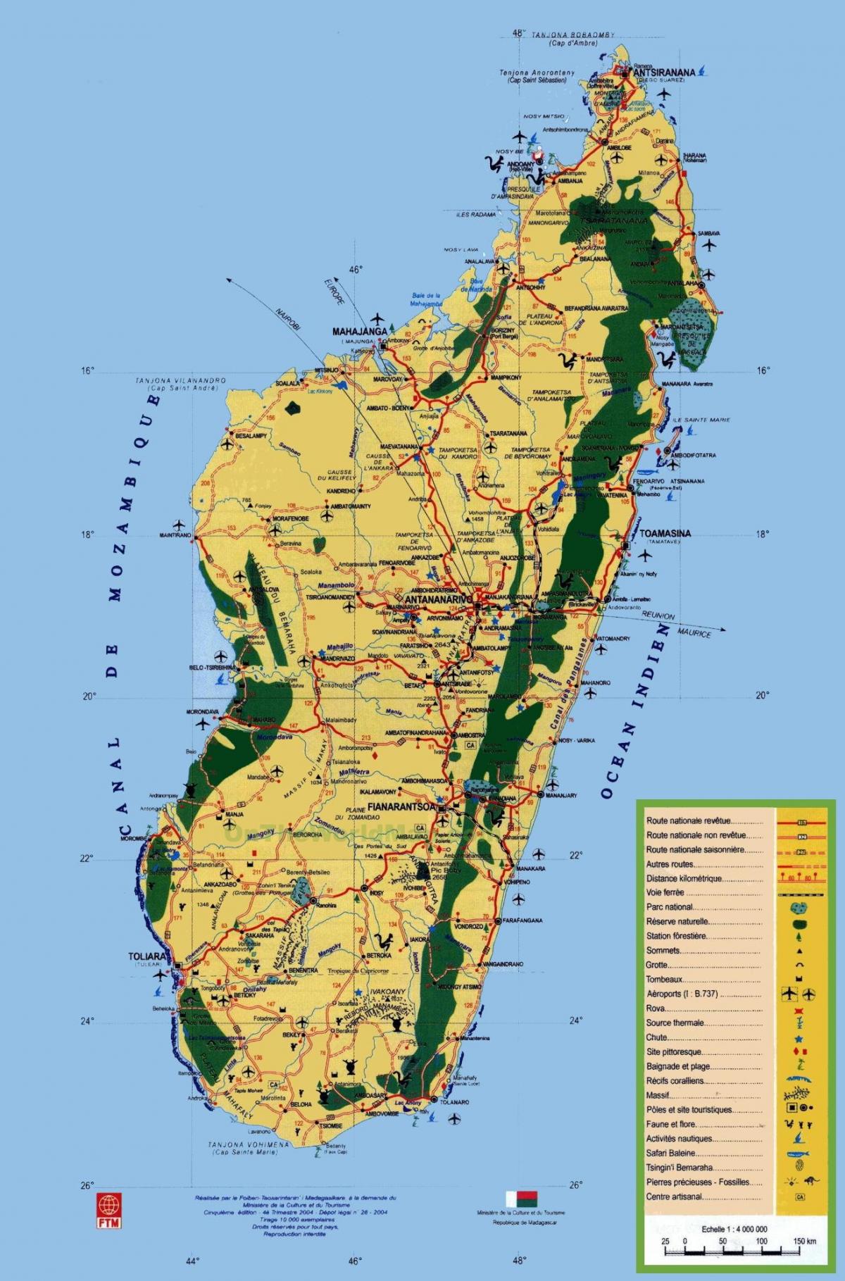Madagascar atracções turísticas mapa