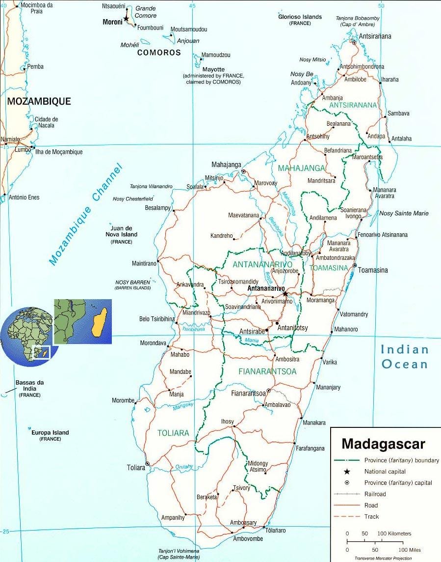 mapa de Madagascar rio