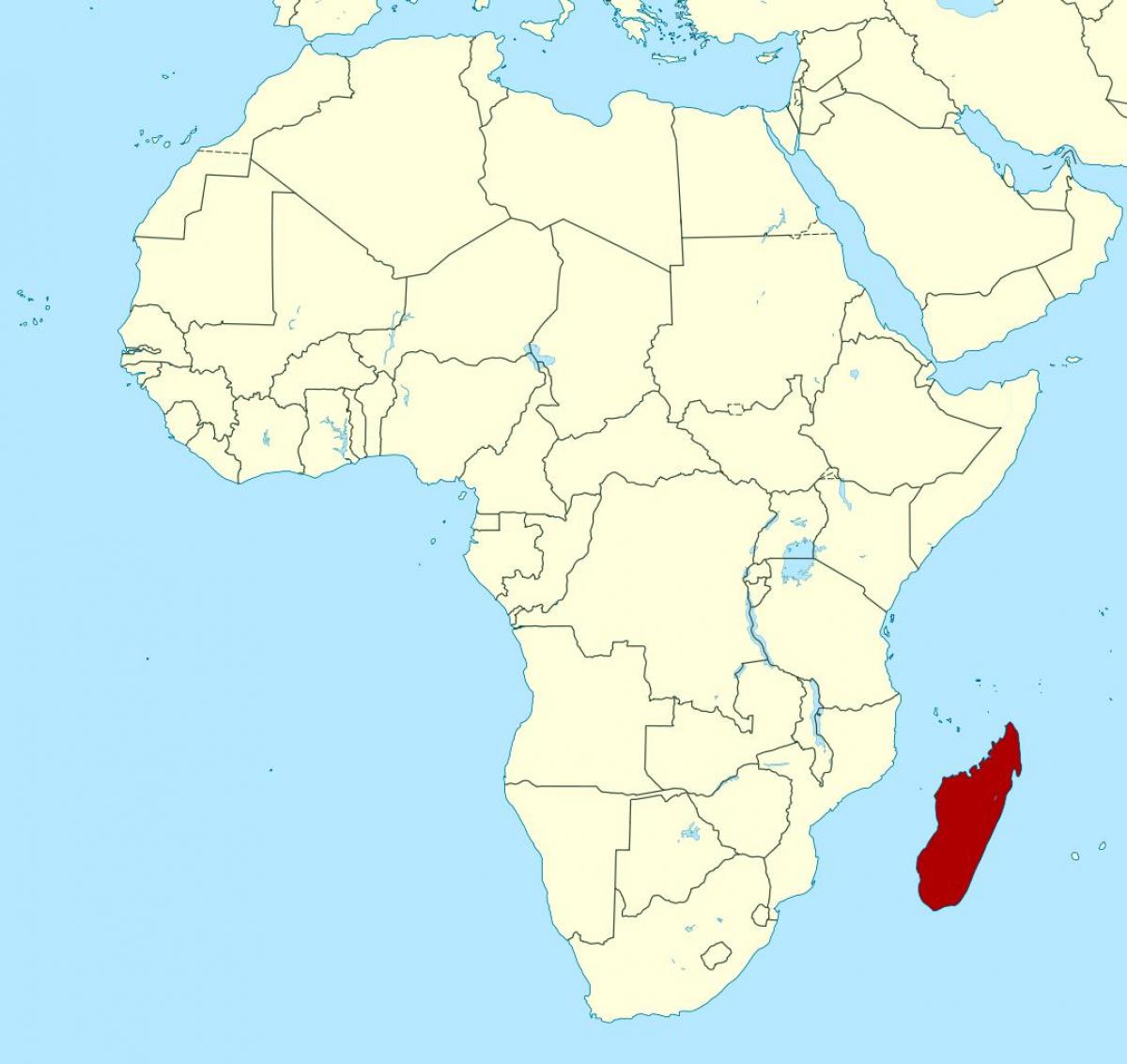 Madagascar, na áfrica do mapa