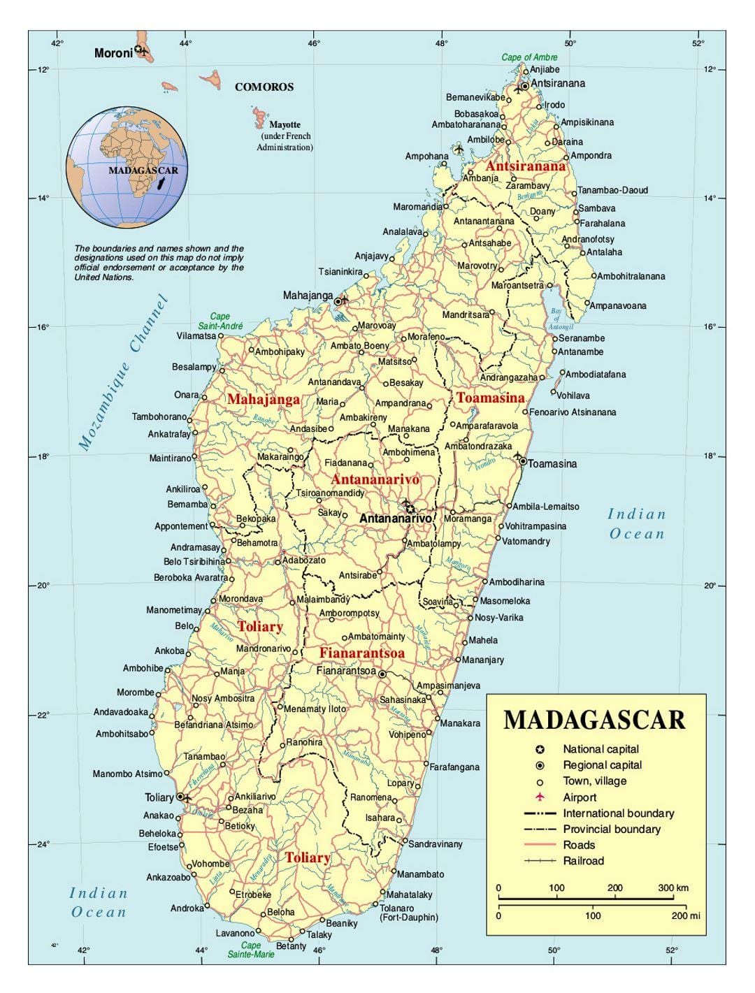 mapa detalhado de Madagascar