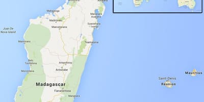 Mapa de ilhas perto de Madagascar