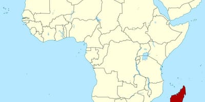 Madagascar, na áfrica do mapa
