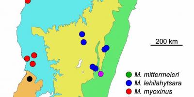 Mapa da floresta tropical de Madagascar