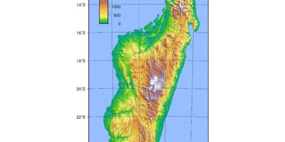 Mapa de Madagascar elevação