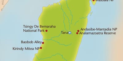 Mapa de Madagascar montanhas