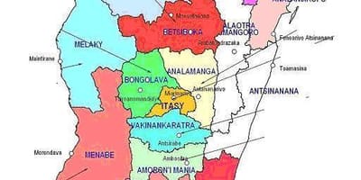 Mapa das regiões de Madagascar