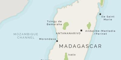 Mapa de Madagáscar e as ilhas vizinhas
