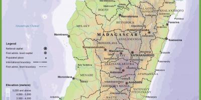 Mapa físico, mapa de Madagascar